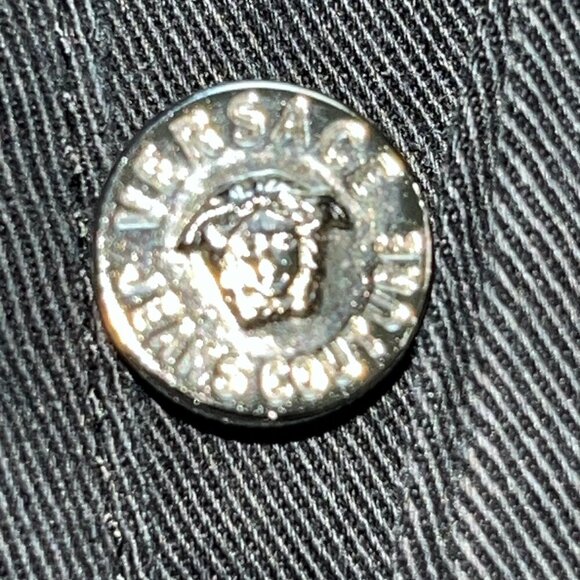 VERSACE JEANS COUTURE VINTAGE BLACK STUDDED JEANS  MADE IN ITALY  - W30 L34 TALL - Picture 14 of 16